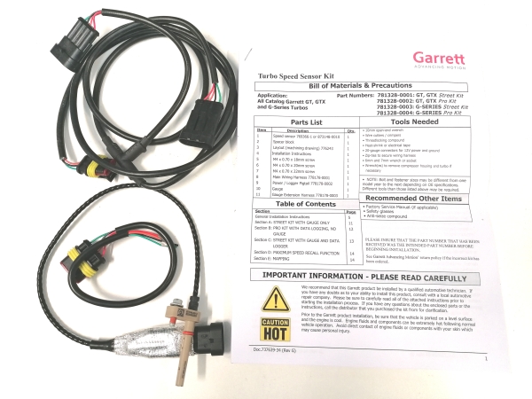 Garrett Speed Sensor Kit für G-Serie Turbolader mit oder ohne Anzeige